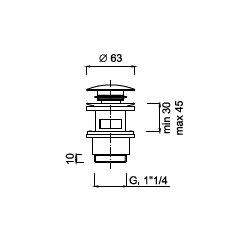 Praustuvo maišytuvo ventilis Giulini 5102L, juodas, 1 1/4"