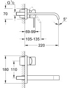 Praustuvo maišytuvas iš sienos Grohe Allure M, chromas