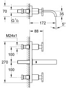 Praustuvo maišytuvas iš sienos Grohe Allure S, 3 skylės