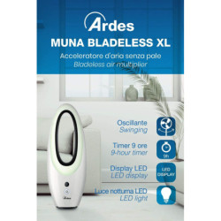 Ventiliatorius Ardes Muna Bladeless XL, su nuotoliniu valdymu