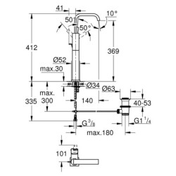 Praustuvo maišytuvas Grohe Allure XL, chromas, aukšta svirtimi