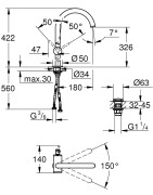 Praustuvo maišytuvas Grohe Atrio XL, chromas