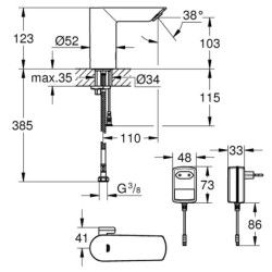 Praustuvo maišytuvas Grohe Bau Cosmopolitan E, 230/6V