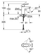 Praustuvo maišytuvas Grohe BauEdge, be dugno vožtuvo