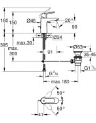 Praustuvo maišytuvas Grohe BauEdge, su dugno vožtuvu