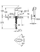 Praustuvo maišytuvas Grohe BauEdge, su bidė dušeliu