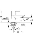 Praustuvo maišytuvas Grohe BauLoop XS, šaltam vandeniui