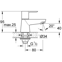 Praustuvo maišytuvas Grohe BauLoop XS, šaltam vandeniui