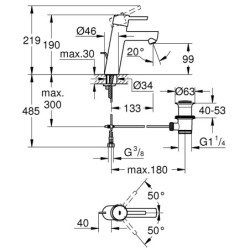 Praustuvo maišytuvas Grohe Concetto M, chromo spalvos