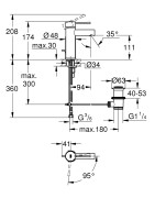 Praustuvo maišytuvas Grohe Essence S, su dugno vožtuvu