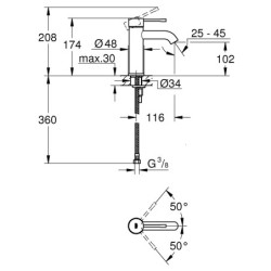 Praustuvo maišytuvas Grohe Essence S, plieno spalvos