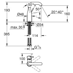 Praustuvo maišytuvas Grohe Essence M, chromo spalvos