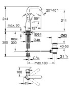 Praustuvo maišytuvas Grohe Essence L, "brushed hard graphite"