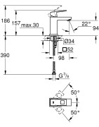 Praustuvo maišytuvas Grohe Eurocube, be dugno vožtuvo