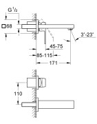 Praustuvo maišytuvas Grohe Eurocube S, sieninis, chromas