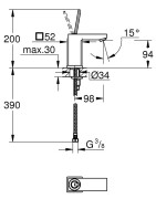Praustuvo maišytuvas Grohe Eurocube Joy S, su vožtuvu