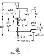 Praustuvo maišytuvas Grohe Eurocube Joy M, su vožtuvu