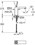 Praustuvo maišytuvas Grohe Eurocube Joy M, be vožtuvo