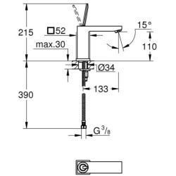 Praustuvo maišytuvas Grohe Eurocube Joy M, be vožtuvo