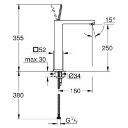 Praustuvo maišytuvas Grohe Eurocube Joy XL, be vožtuvo