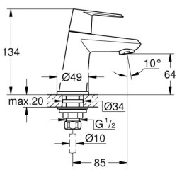 Praustuvo maišytuvas Grohe Eurodisc Cosmopolitan XS, chromas