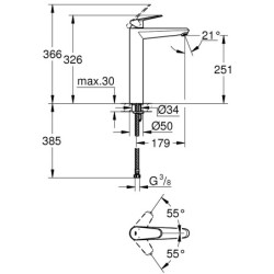Praustuvo maišytuvas Grohe Eurodisc Cosmopolitan XL, chromas