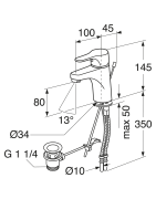 Praustuvo maišytuvas Gustavsberg Nautic, chromas, su vožtuvu