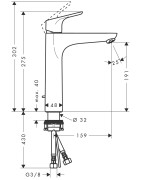 Praustuvo maišytuvas Hansgrohe Focus 190, chromas, su vožtuvu