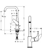 Praustuvo maišytuvas Hansgrohe Focus 240, chromas, su vožtuvu
