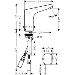 Praustuvo maišytuvas Hansgrohe Focus, bekontaktis, 230V
