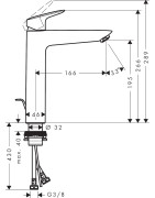 Praustuvo maišytuvas Hansgrohe Logis 190, chromas, su vožtuvu