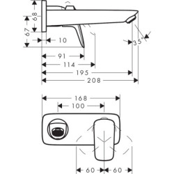 Praustuvo maišytuvas Hansgrohe Logis 195, chromas, sieninis