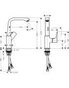 Praustuvo maišytuvas Hansgrohe Metris 230, su push-open ventiliu