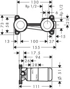 Potinkinė praustuvo maišytuvo dalis Hansgrohe, iš sienos, 1/2"