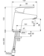 Praustuvo maišytuvas Ideal Standard Ceraflex, be vožtuvo