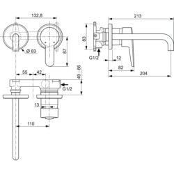 Praustuvo maišytuvas Ideal Standard Connect Blue, sieninis