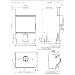 Plieninis židinio ugniakuras Romotop KV HEAT H2N01, 11kW