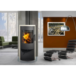 Plieninė krosnelė Romotop Alpera 01, dramblio kaulo spalvos, 8kW