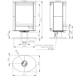 Plieninė krosnelė Romotop Stromboli N02, su keramika, 8kW