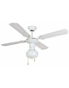 Lubų ventiliatorius Faro Aruba, su šviestuvu, baltos spalvos