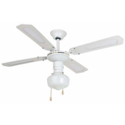 Lubų ventiliatorius Faro Aruba, su šviestuvu, baltos spalvos