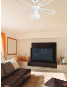 Lubų ventiliatorius Faro Aruba, su šviestuvu, baltos spalvos