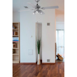 Lubų ventiliatorius Faro Jaca, su šviestuvu, pilkos spalvos