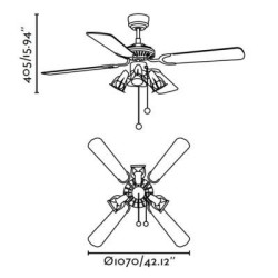 Lubų ventiliatorius Faro Jaca, su šviestuvu, pilkos spalvos
