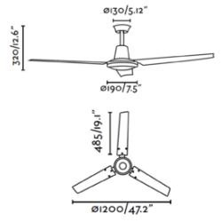 Lubų ventiliatorius Faro Eco Indus, 3 greičių, baltos spalvos