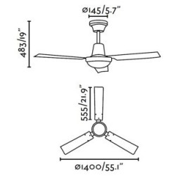 Lubų ventiliatorius Faro Indus, 5 greičių, chromo spalvos