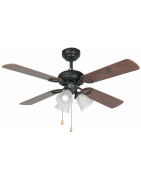 Lubų ventiliatorius Faro Lisboa, su šviestuvu, rudos spalvos