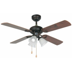 Lubų ventiliatorius Faro Lisboa, su šviestuvu, rudos spalvos