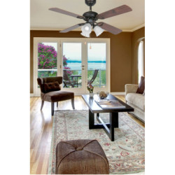 Lubų ventiliatorius Faro Lisboa, su šviestuvu, rudos spalvos