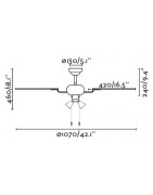 Lubų ventiliatorius Faro Lisboa, su šviestuvu, rudos spalvos